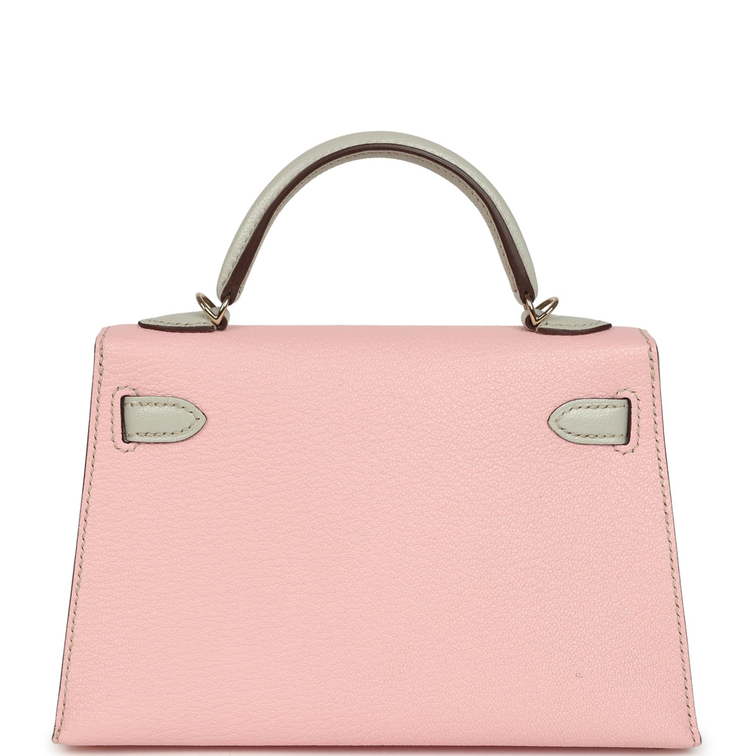 Pre-owned Hermes Special Order (HSS) Kelly Sellier 20 Rose Sakura and Gris Perle Chevre Mysore Permabrass Hardware