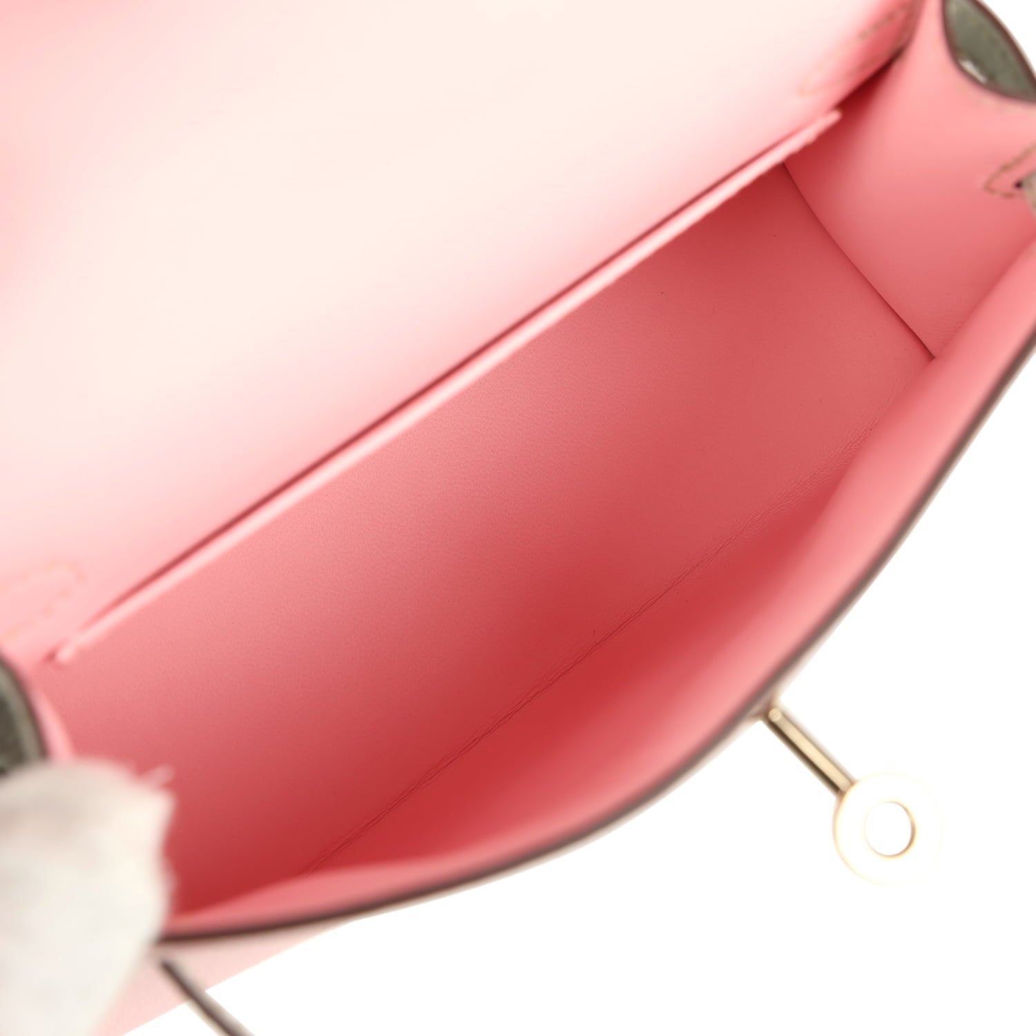 Pre-owned Hermes Special Order (HSS) Kelly Sellier 20 Rose Sakura and Gris Perle Chevre Mysore Permabrass Hardware