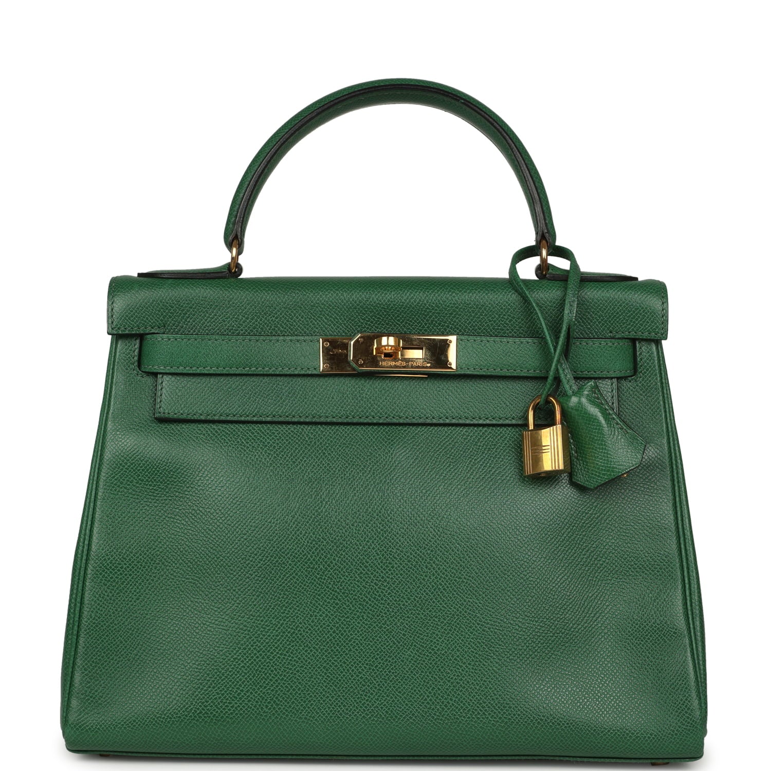 Vintage Hermes Kelly Retourne 28 Vert Benghal Courchevel Gold Hardware