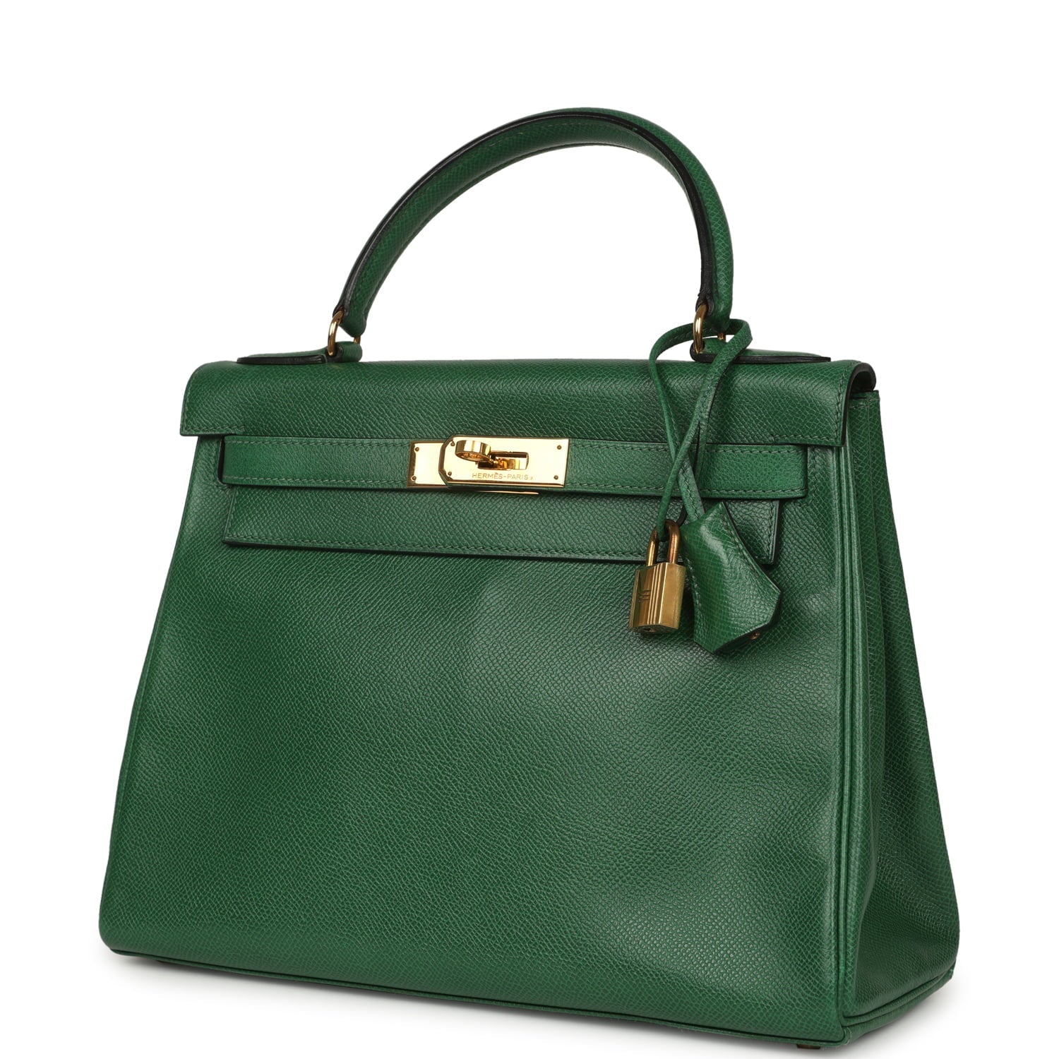 Vintage Hermes Kelly Retourne 28 Vert Benghal Courchevel Gold Hardware