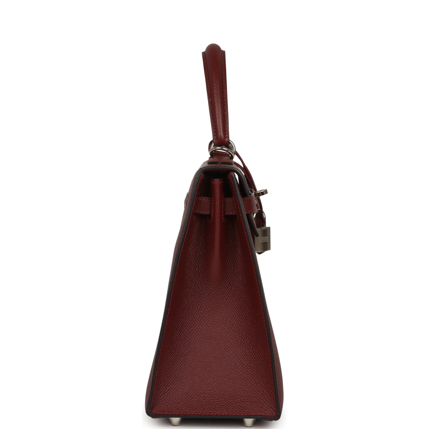 Pre-owned Hermes Kelly Sellier 25 Rouge H Epsom Palladium Hardware