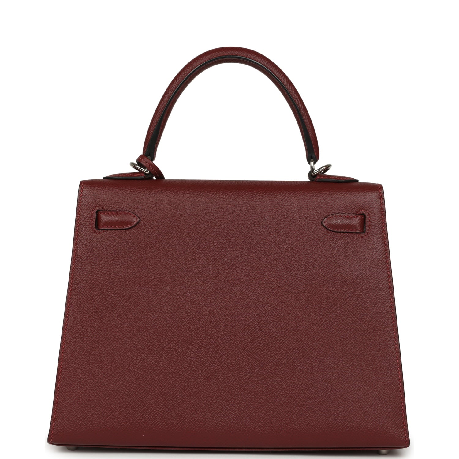 Pre-owned Hermes Kelly Sellier 25 Rouge H Epsom Palladium Hardware