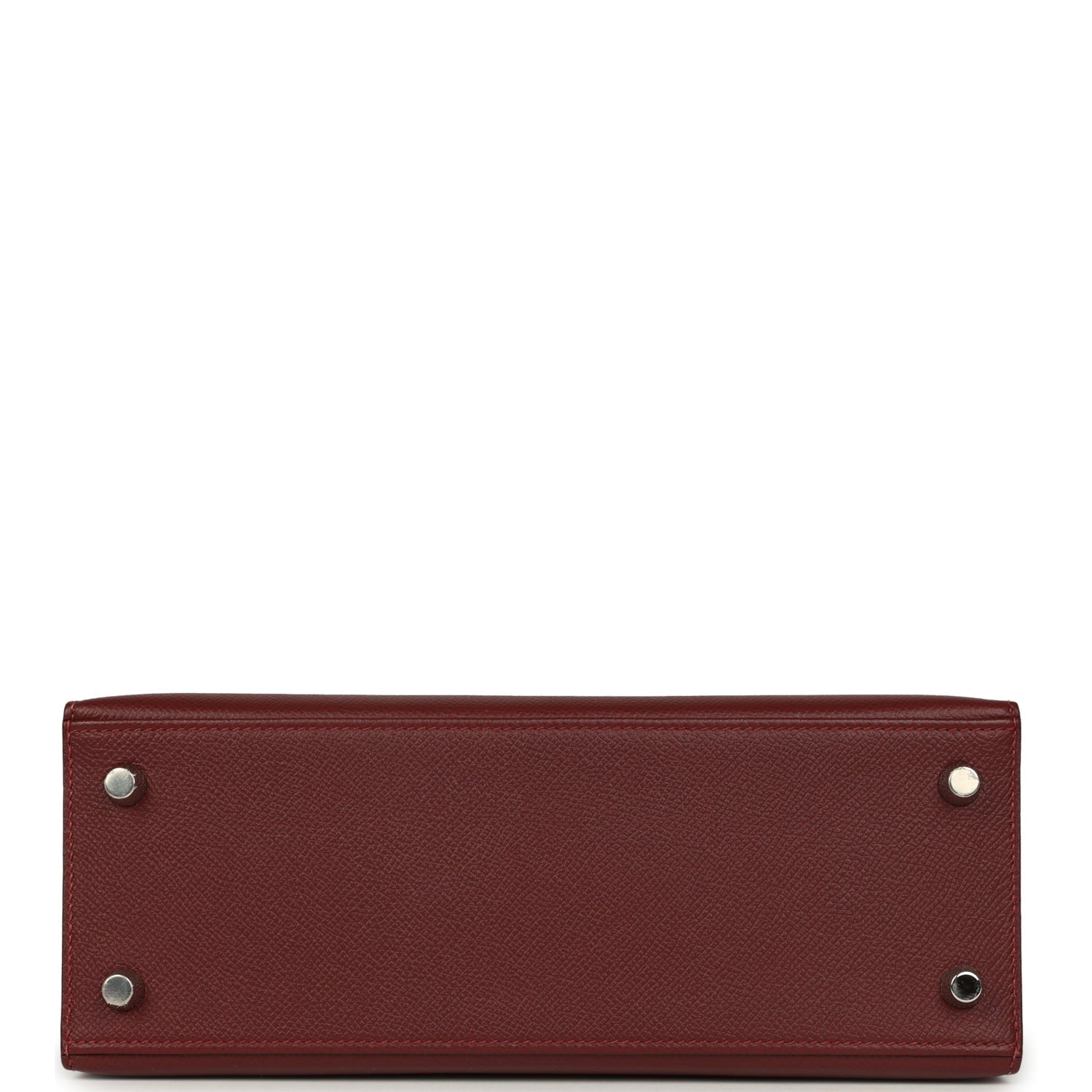 Pre-owned Hermes Kelly Sellier 25 Rouge H Epsom Palladium Hardware