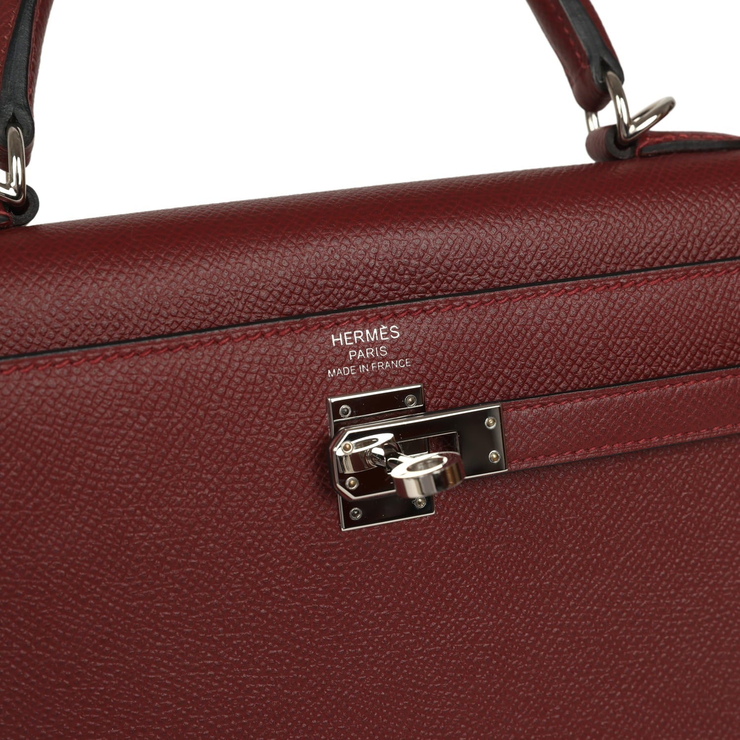 Pre-owned Hermes Kelly Sellier 25 Rouge H Epsom Palladium Hardware