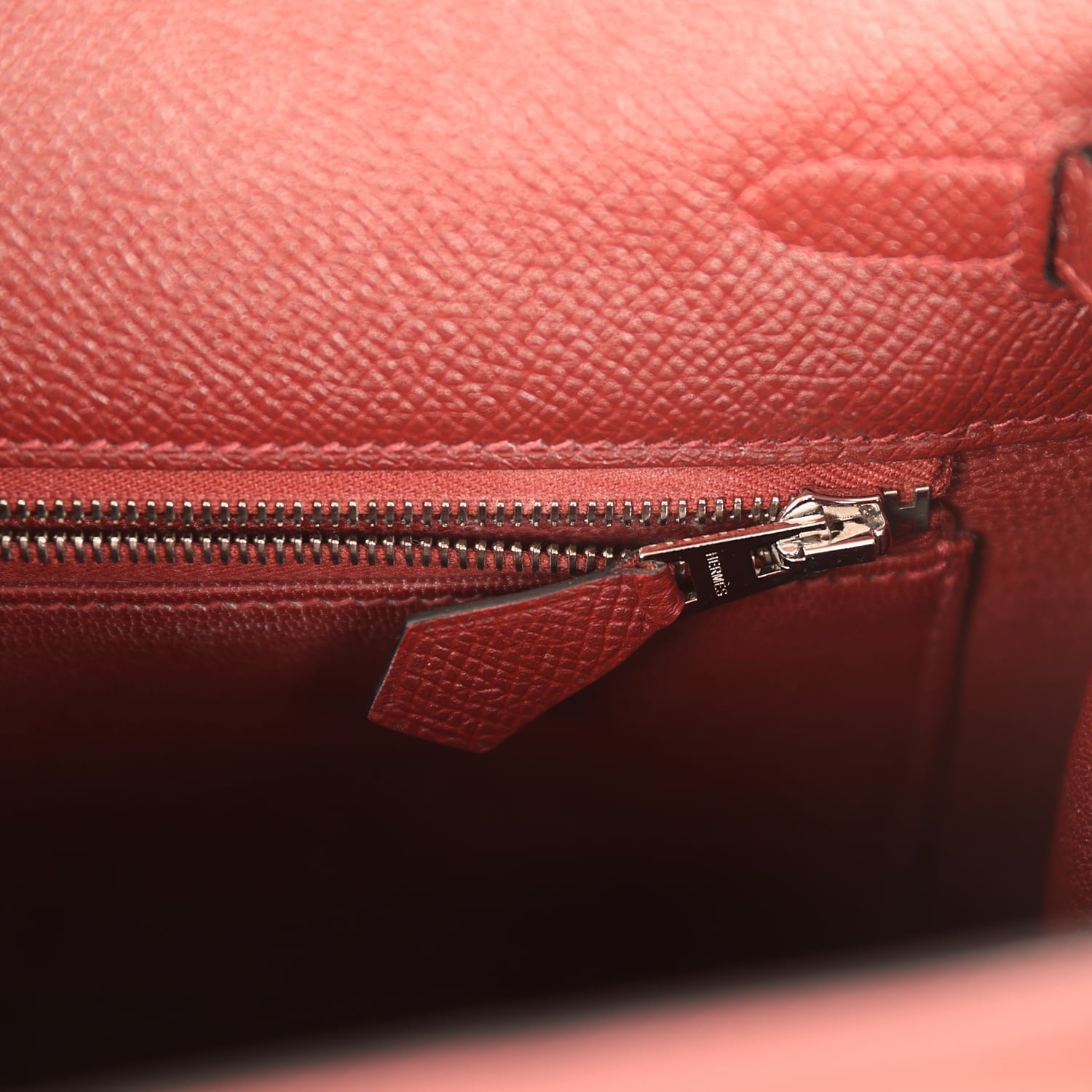 Pre-owned Hermes Kelly Sellier 25 Rouge H Epsom Palladium Hardware