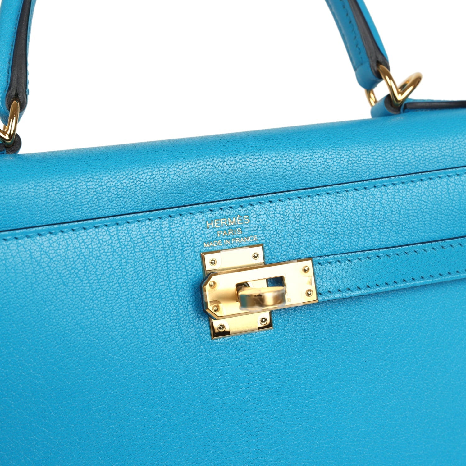 Hermes Kelly Sellier 25 Bleu Frida Chevre Mysore Gold Hardware