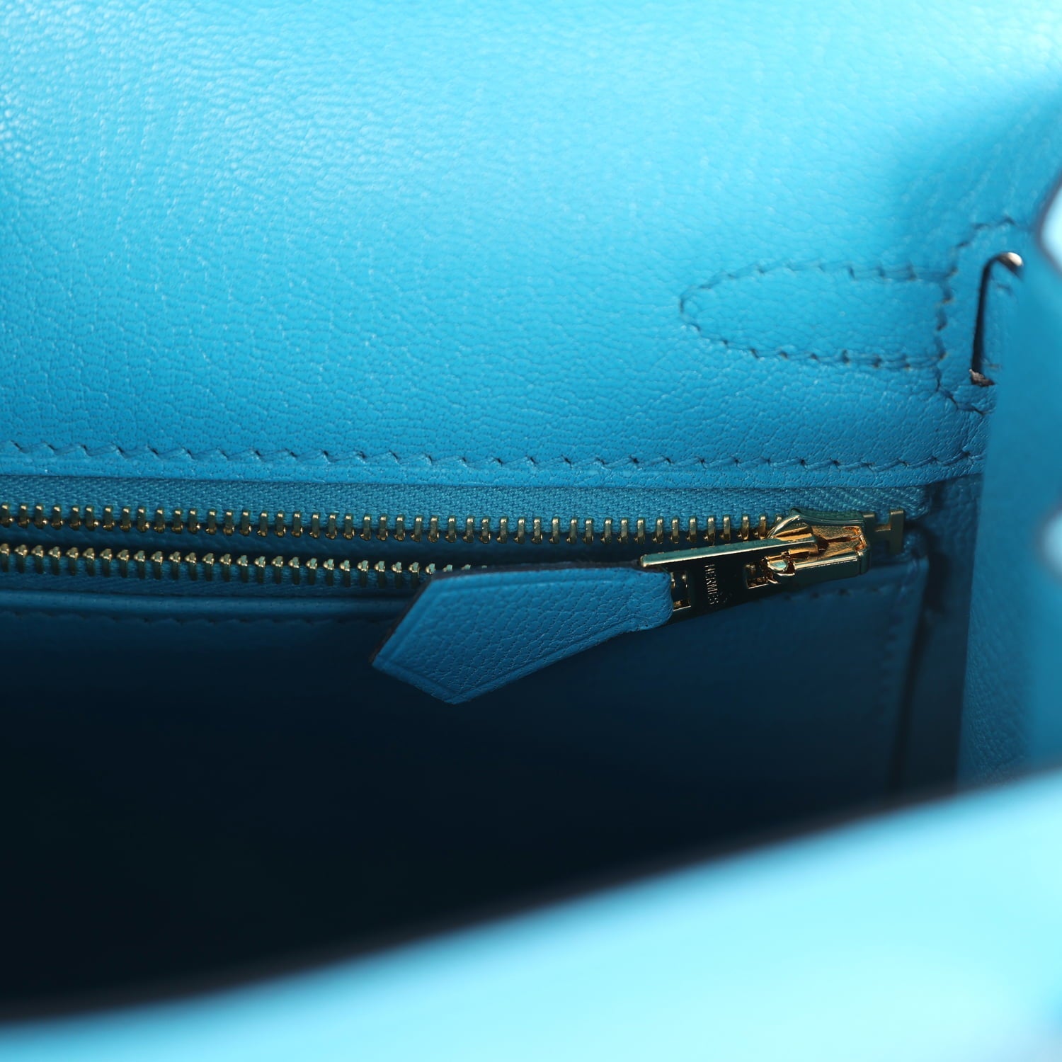 Hermes Kelly Sellier 25 Bleu Frida Chevre Mysore Gold Hardware