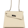Pre-owned Hermes Kelly Sellier en Desordre 20 Craie Epsom Palladium Hardware