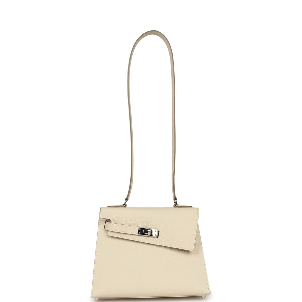 Pre-owned Hermes Kelly Sellier en Desordre 20 Craie Epsom Palladium Hardware