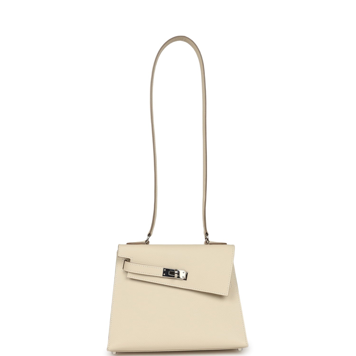 Pre-owned Hermes Kelly Sellier en Desordre 20 Craie Epsom Palladium Hardware