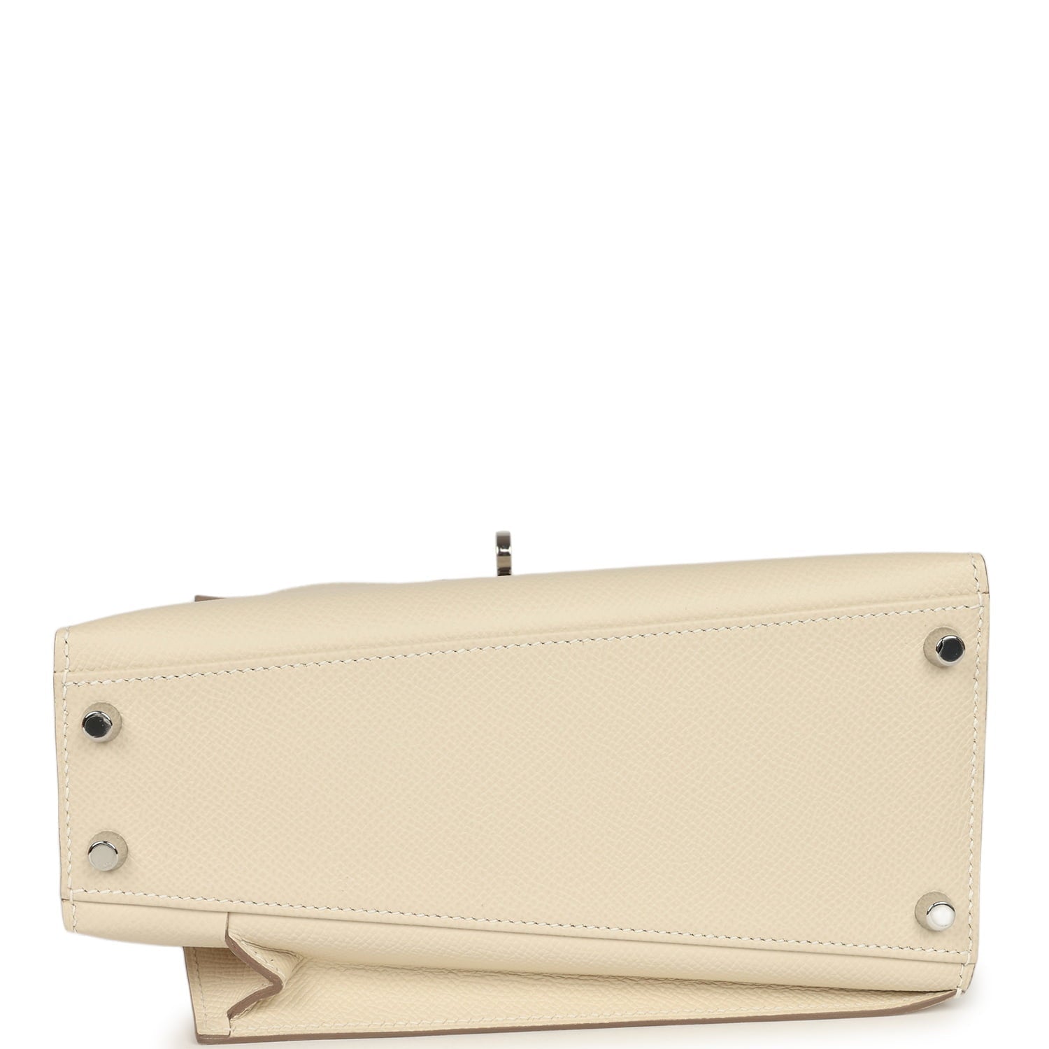 Pre-owned Hermes Kelly Sellier en Desordre 20 Craie Epsom Palladium Hardware