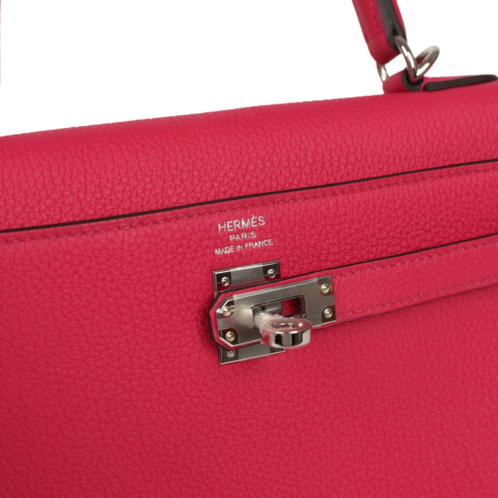 Hermes Kelly Retourne 25 Rose Mexico Togo Palladium Hardware