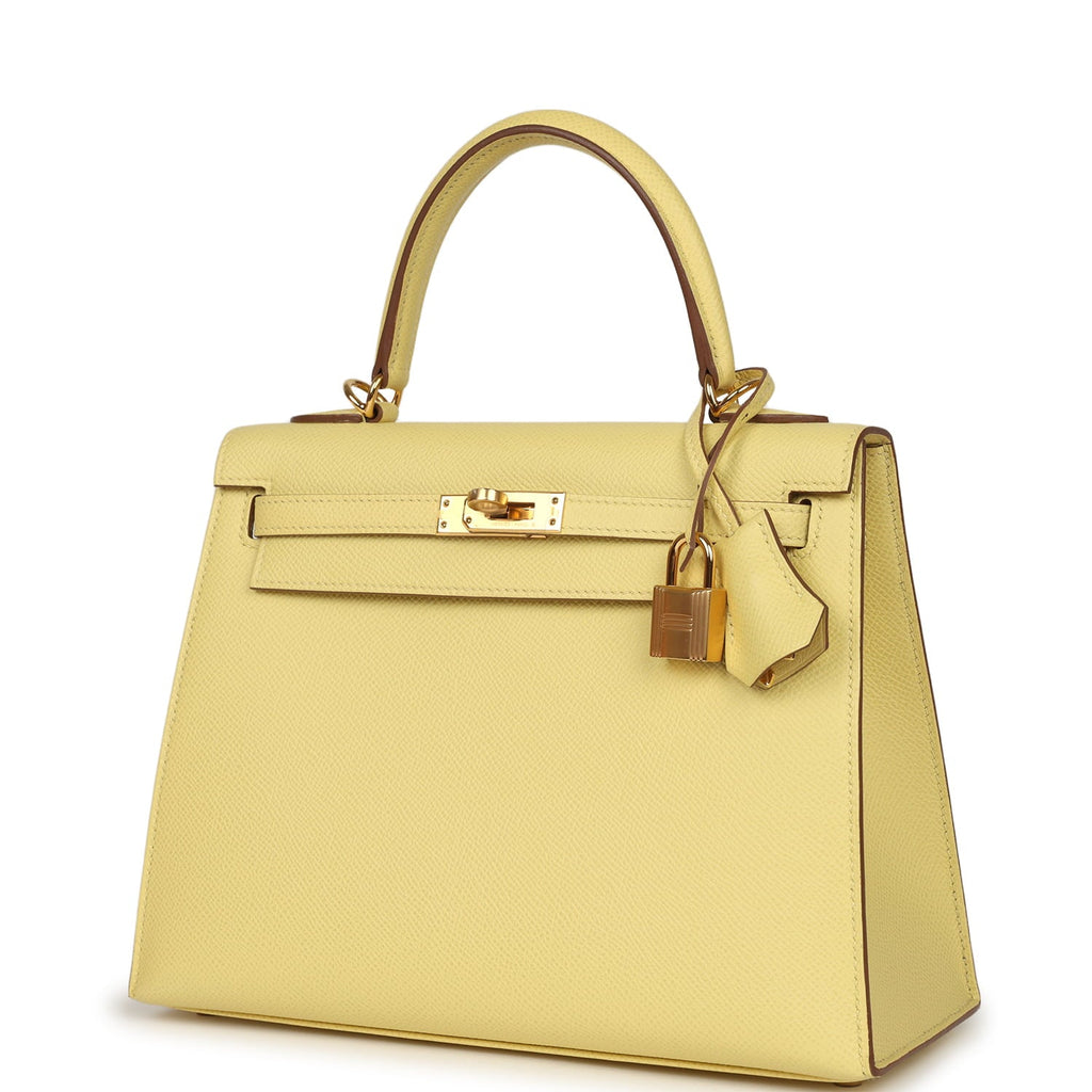 Hermes Kelly Sellier 25 Jaune Poussin Epsom Gold Hardware