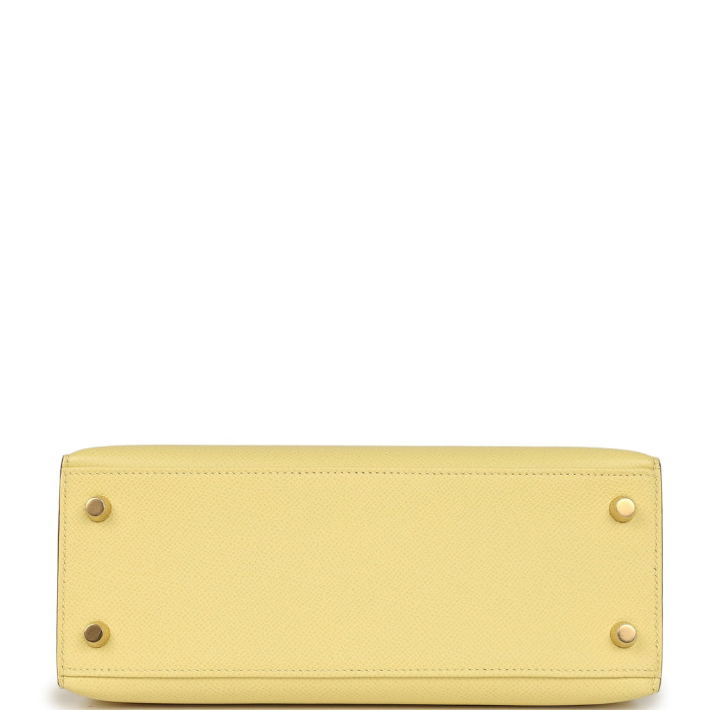 Hermes Kelly Sellier 25 Jaune Poussin Epsom Gold Hardware