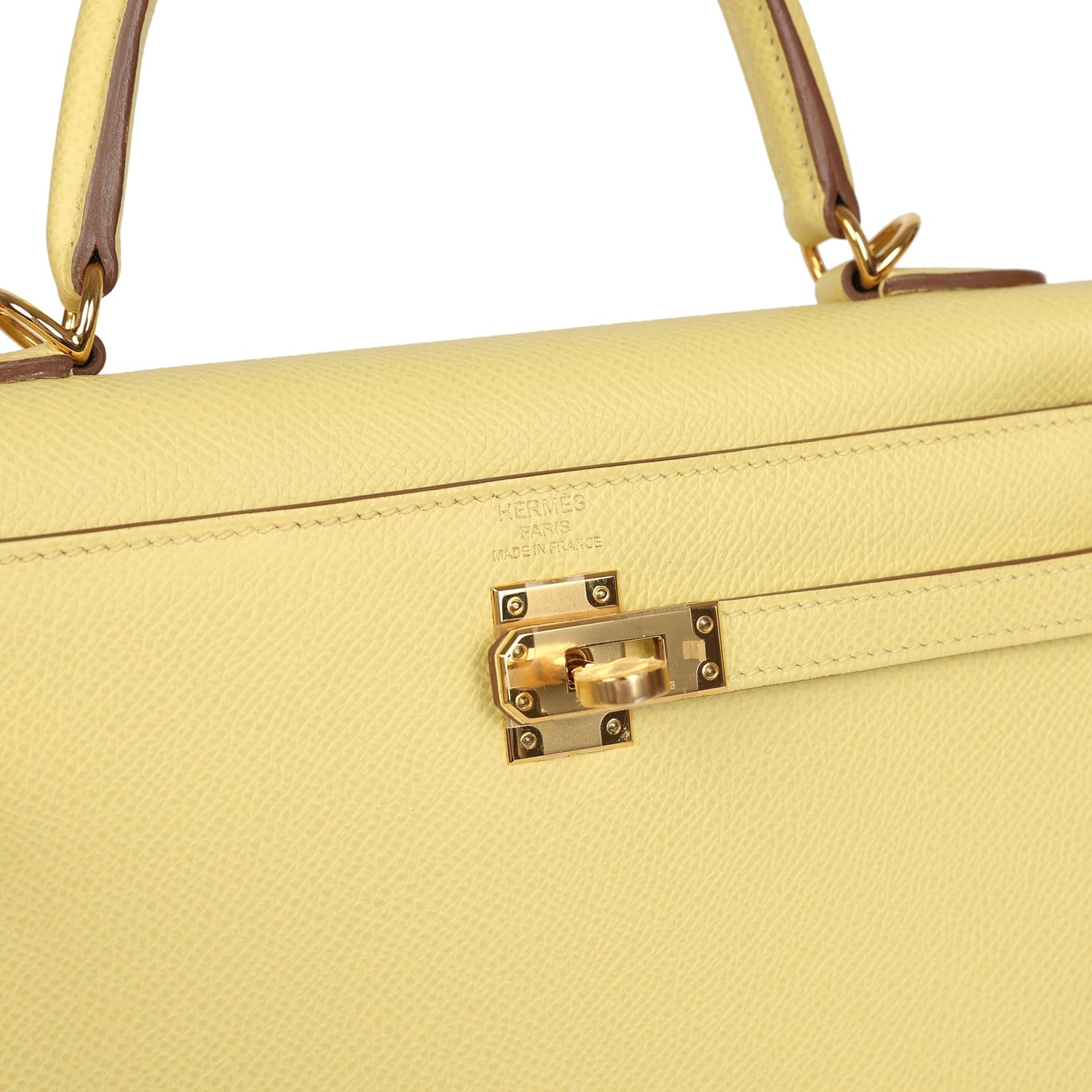 Hermes Kelly Sellier 25 Jaune Poussin Epsom Gold Hardware