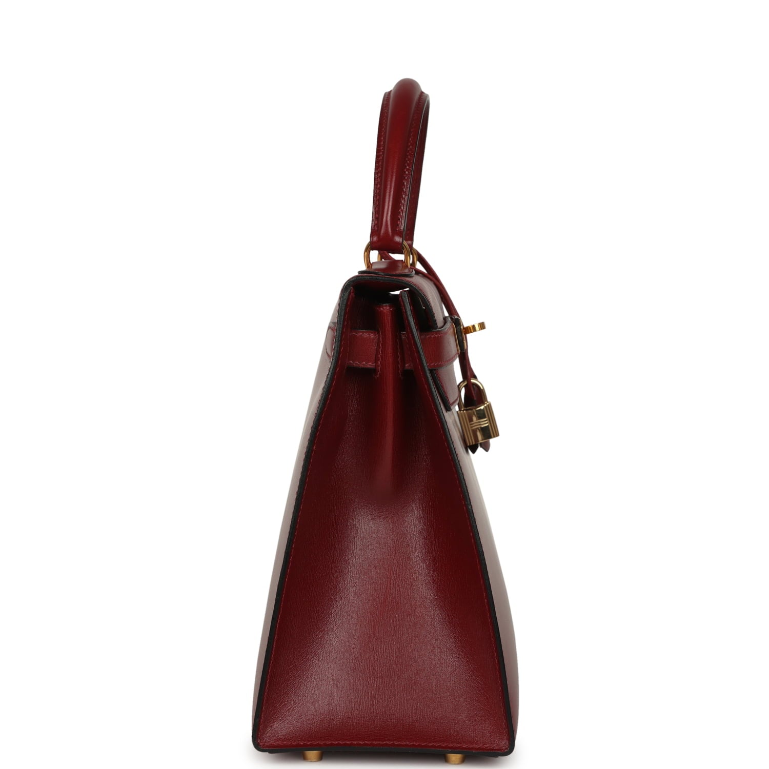 Vintage Hermes Kelly Sellier 28 Rouge H Box Gold Hardware