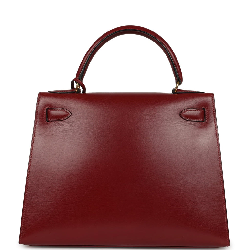 Vintage Hermes Kelly Sellier 28 Rouge H Box Gold Hardware