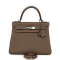 Pre-owned Hermes Kelly Retourne 28 Etoupe Togo Palladium Hardware