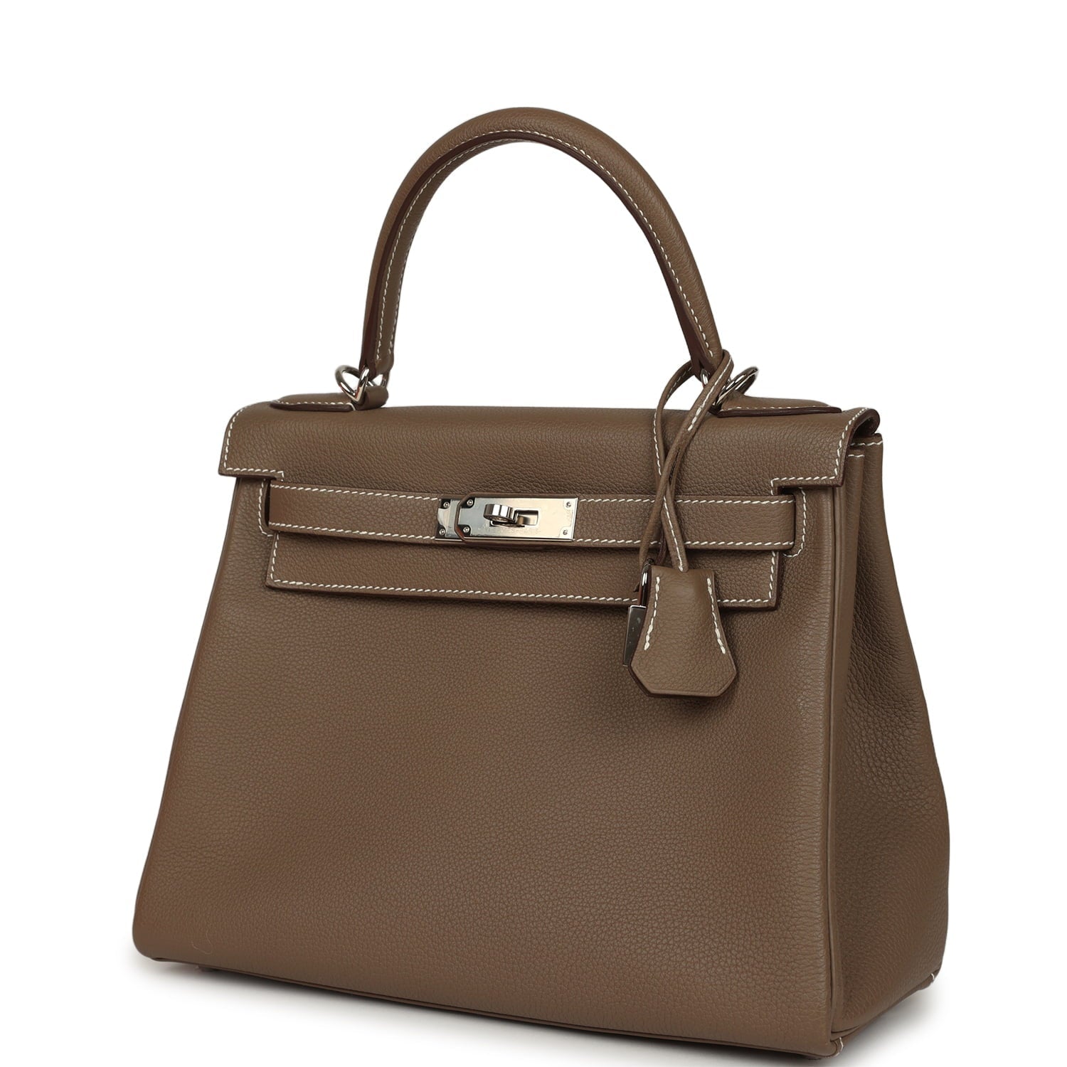 Pre-owned Hermes Kelly Retourne 28 Etoupe Togo Palladium Hardware