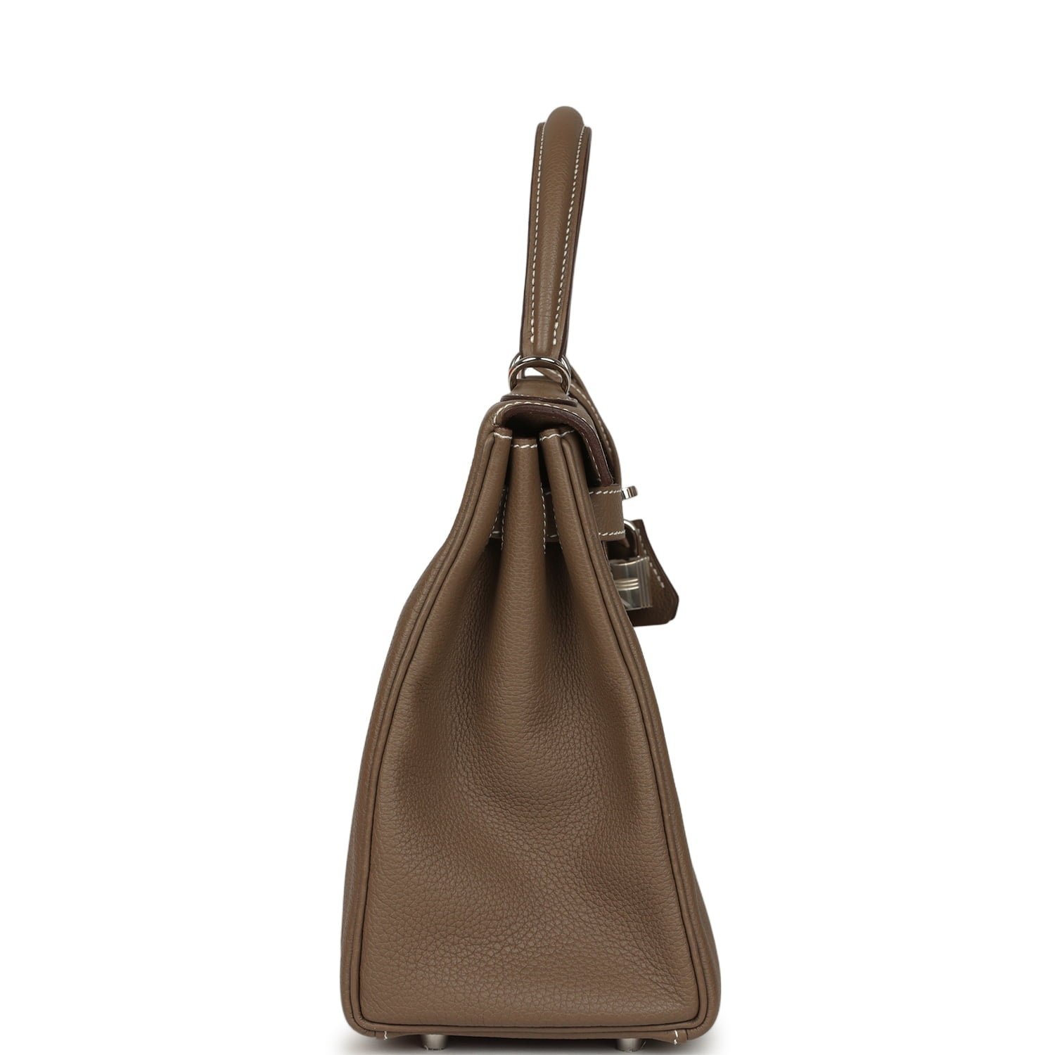 Pre-owned Hermes Kelly Retourne 28 Etoupe Togo Palladium Hardware