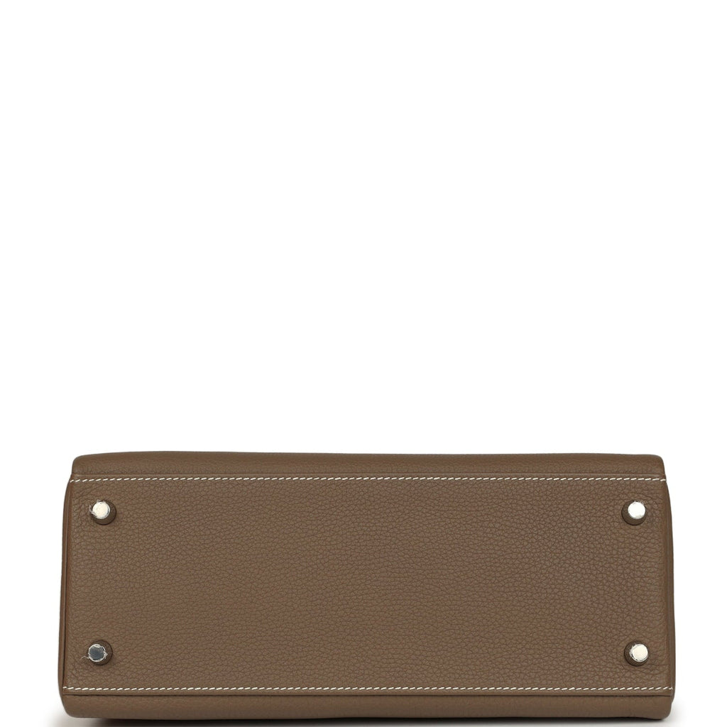 Pre-owned Hermes Kelly Retourne 28 Etoupe Togo Palladium Hardware