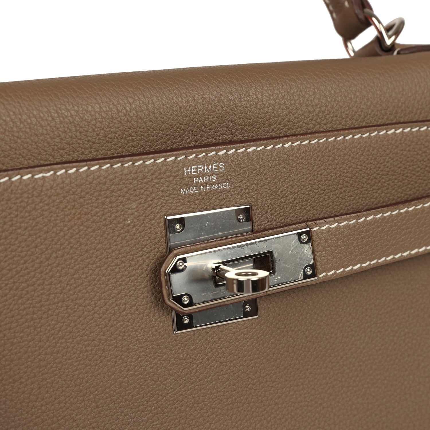 Pre-owned Hermes Kelly Retourne 28 Etoupe Togo Palladium Hardware