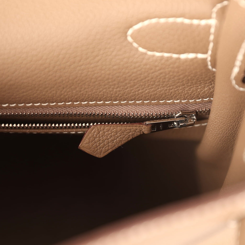 Pre-owned Hermes Kelly Retourne 28 Etoupe Togo Palladium Hardware