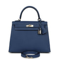 Hermes Kelly Sellier 25 Bleu Tie Epsom Electrum Hardware