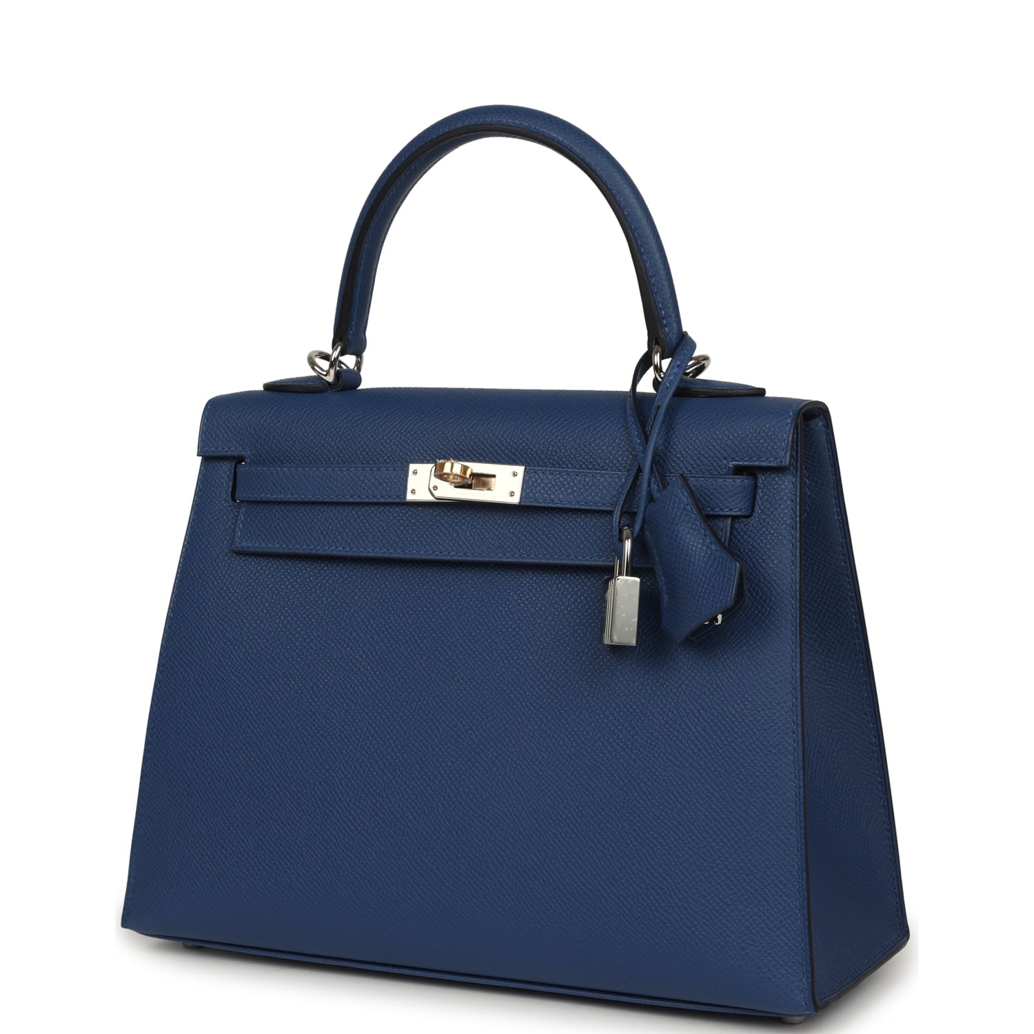 Hermes Kelly Sellier 25 Bleu Tie Epsom Electrum Hardware