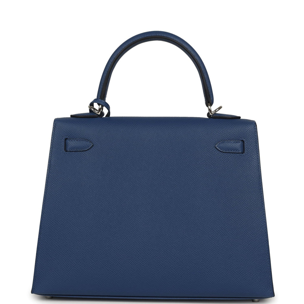 Hermes Kelly Sellier 25 Bleu Tie Epsom Electrum Hardware