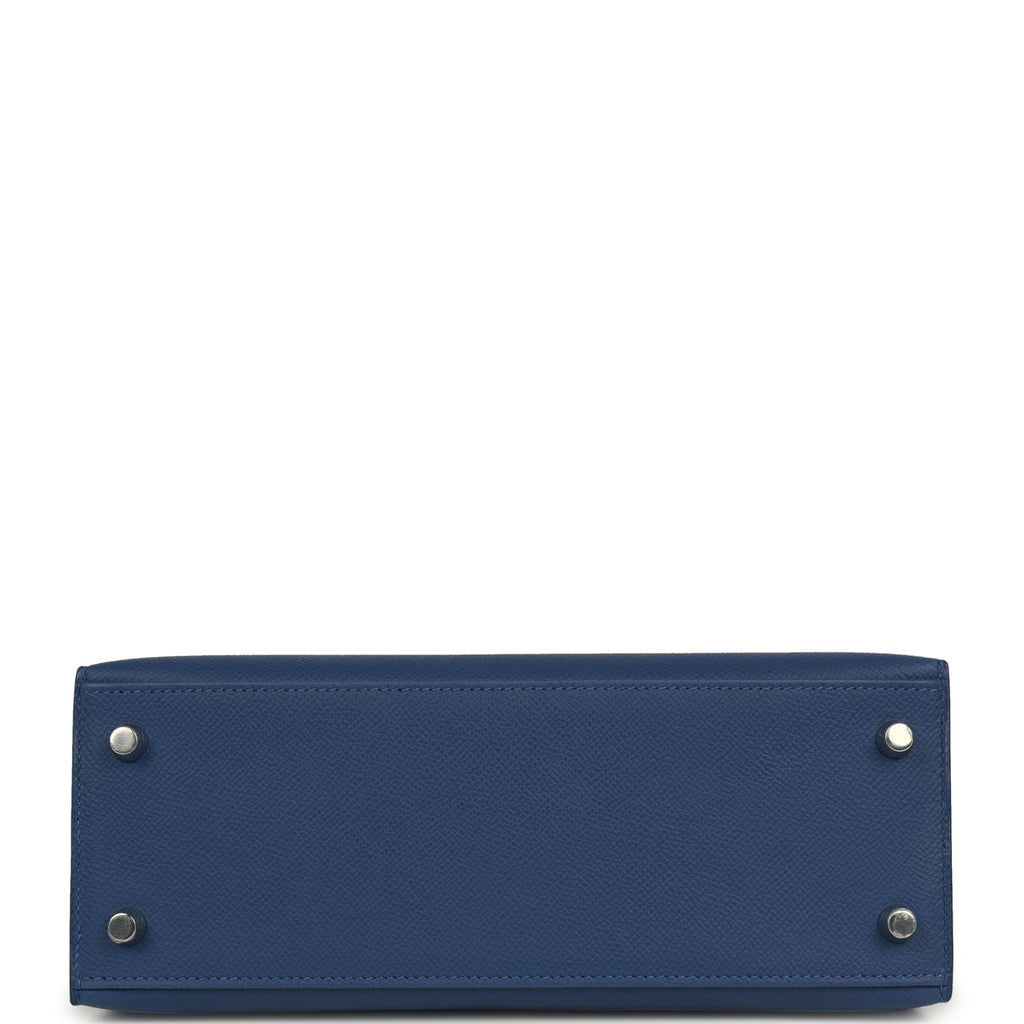Hermes Kelly Sellier 25 Bleu Tie Epsom Electrum Hardware