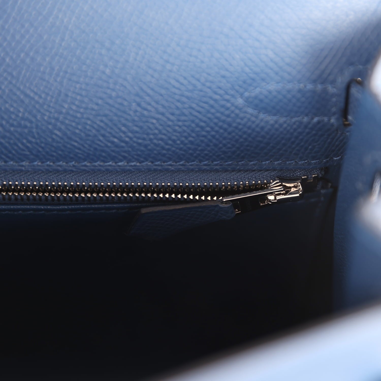 Hermes Kelly Sellier 25 Bleu Tie Epsom Electrum Hardware