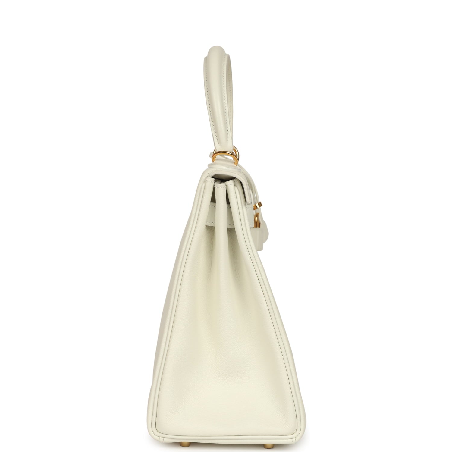 Pre-owned Hermes Kelly Retourne 28 White Evercolor Gold Hardware