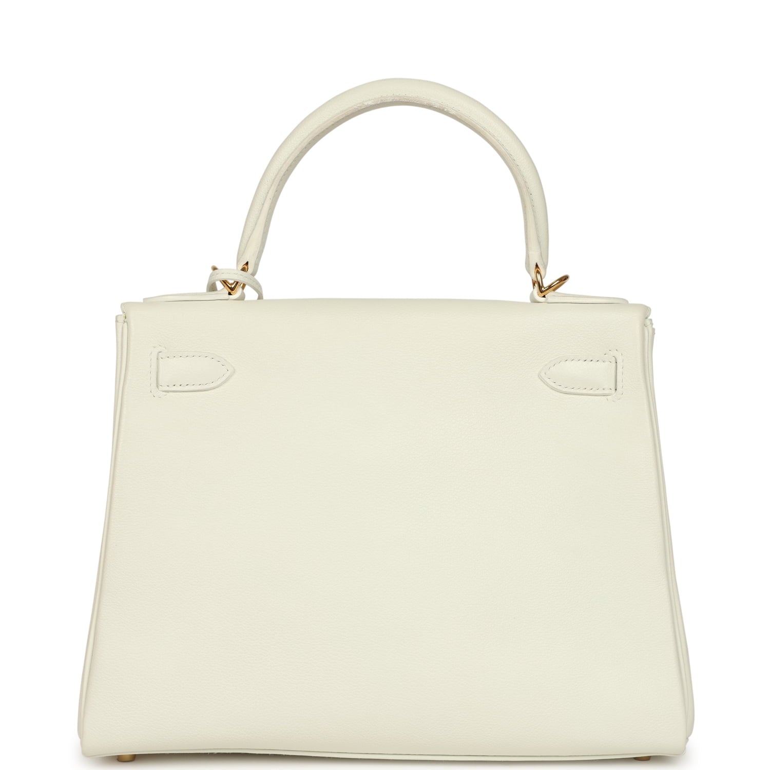 Pre-owned Hermes Kelly Retourne 28 White Evercolor Gold Hardware