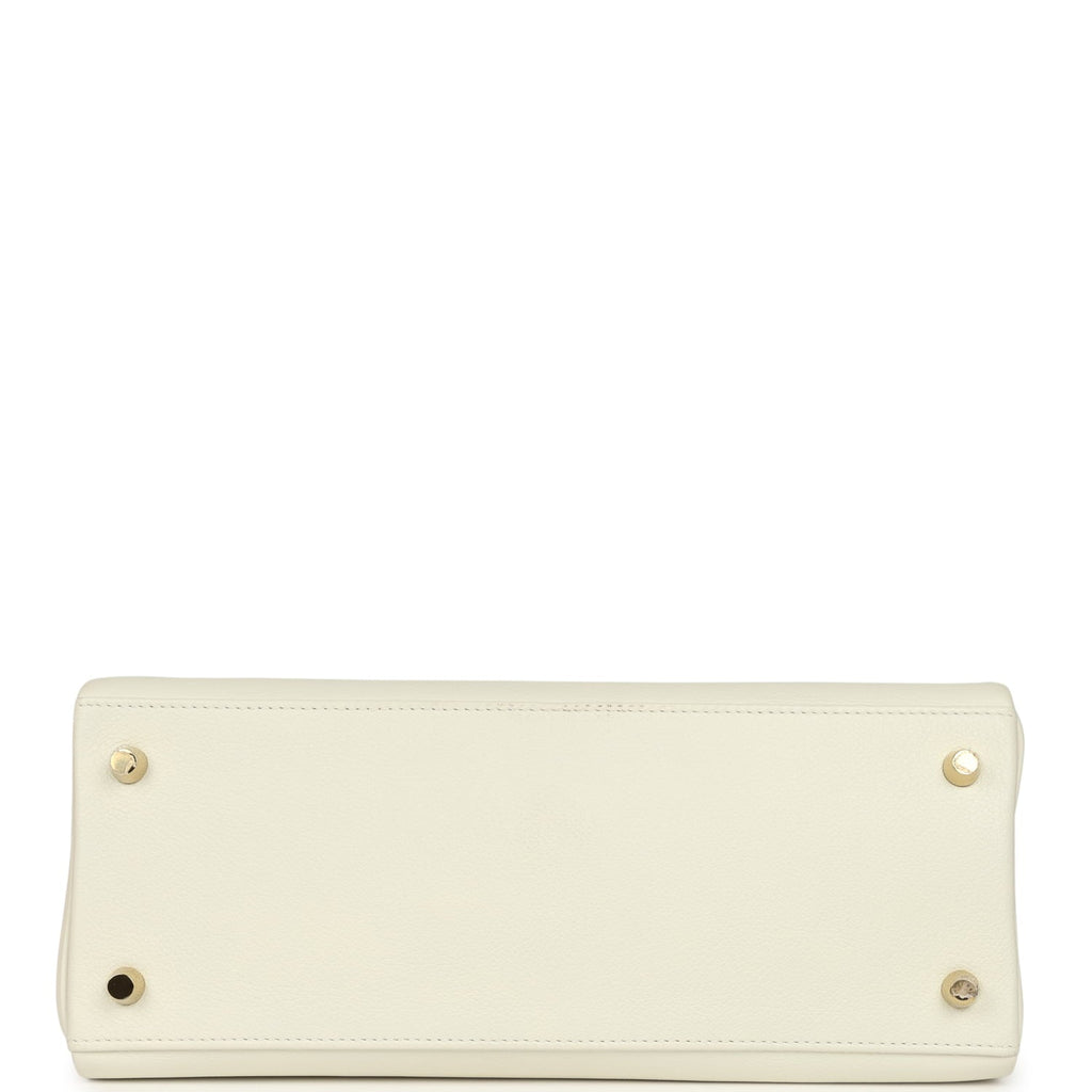 Pre-owned Hermes Kelly Retourne 28 White Evercolor Gold Hardware