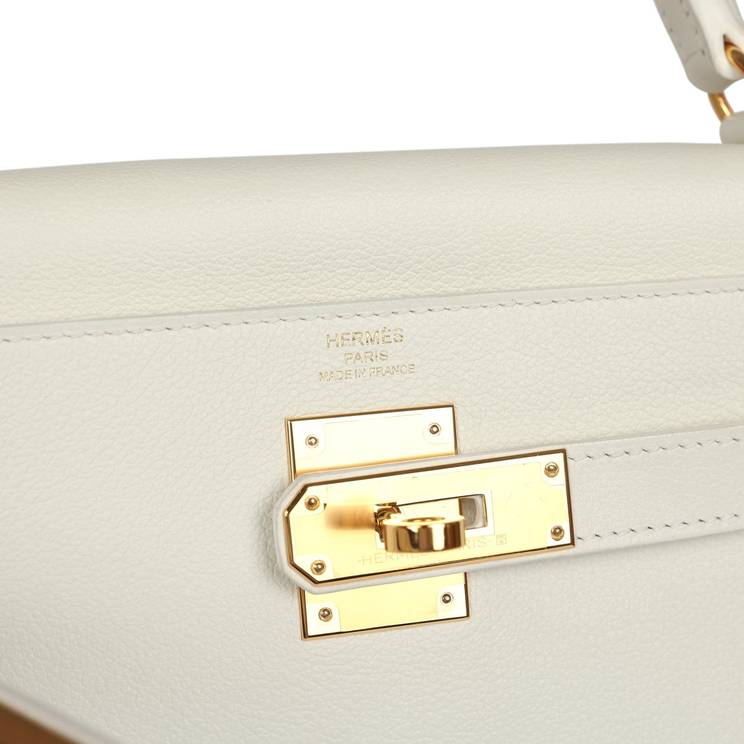 Pre-owned Hermes Kelly Retourne 28 White Evercolor Gold Hardware