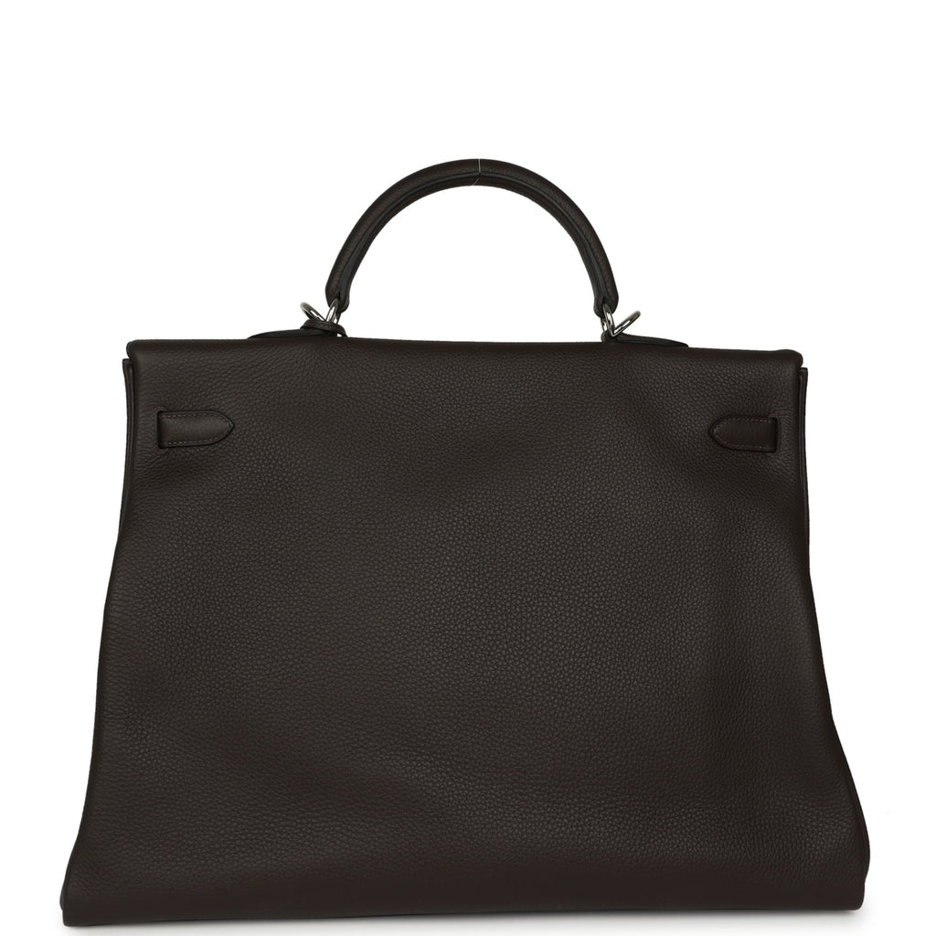Hermes Kelly Voyage 50 Ebene Clemence Palladium Hardware