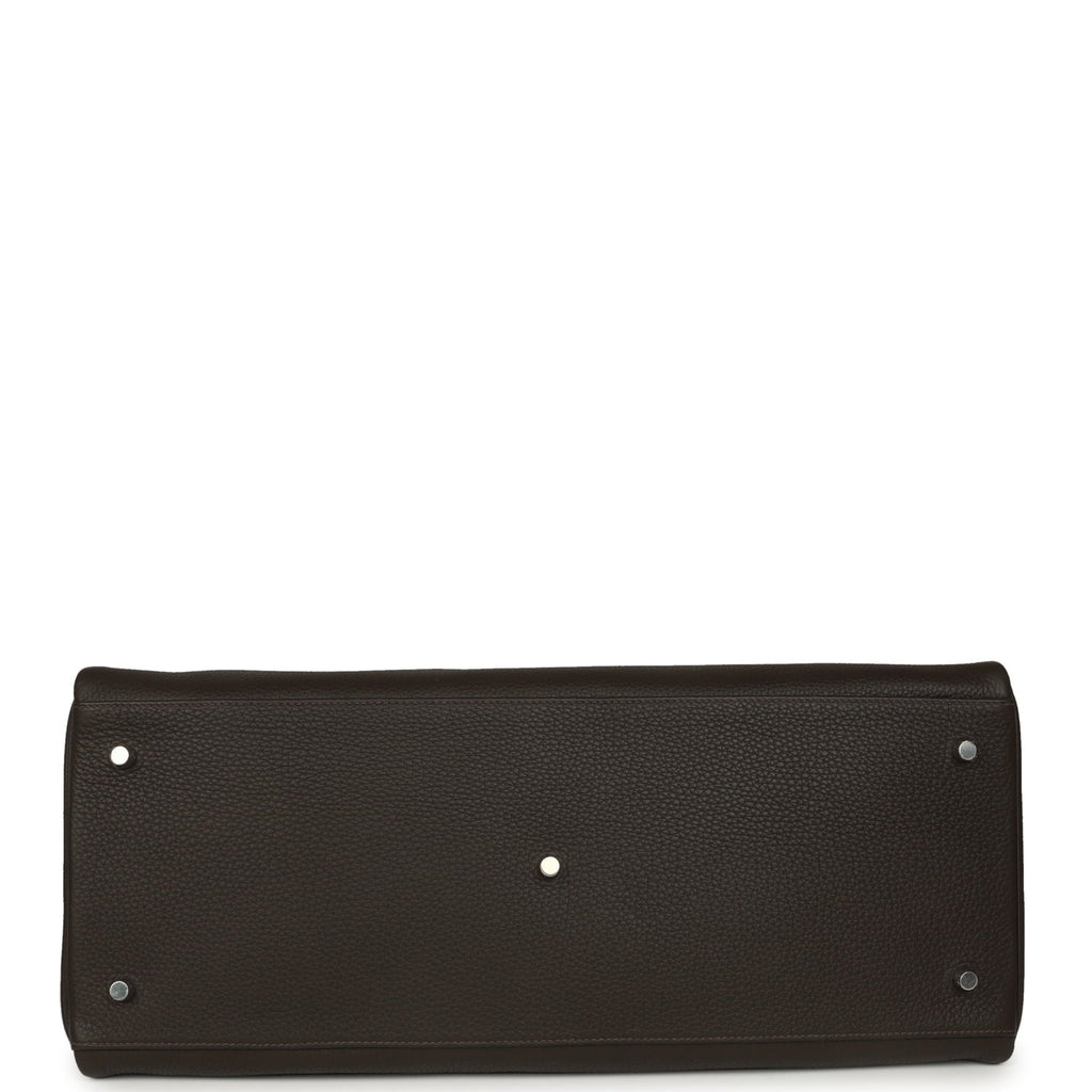 Hermes Kelly Voyage 50 Ebene Clemence Palladium Hardware