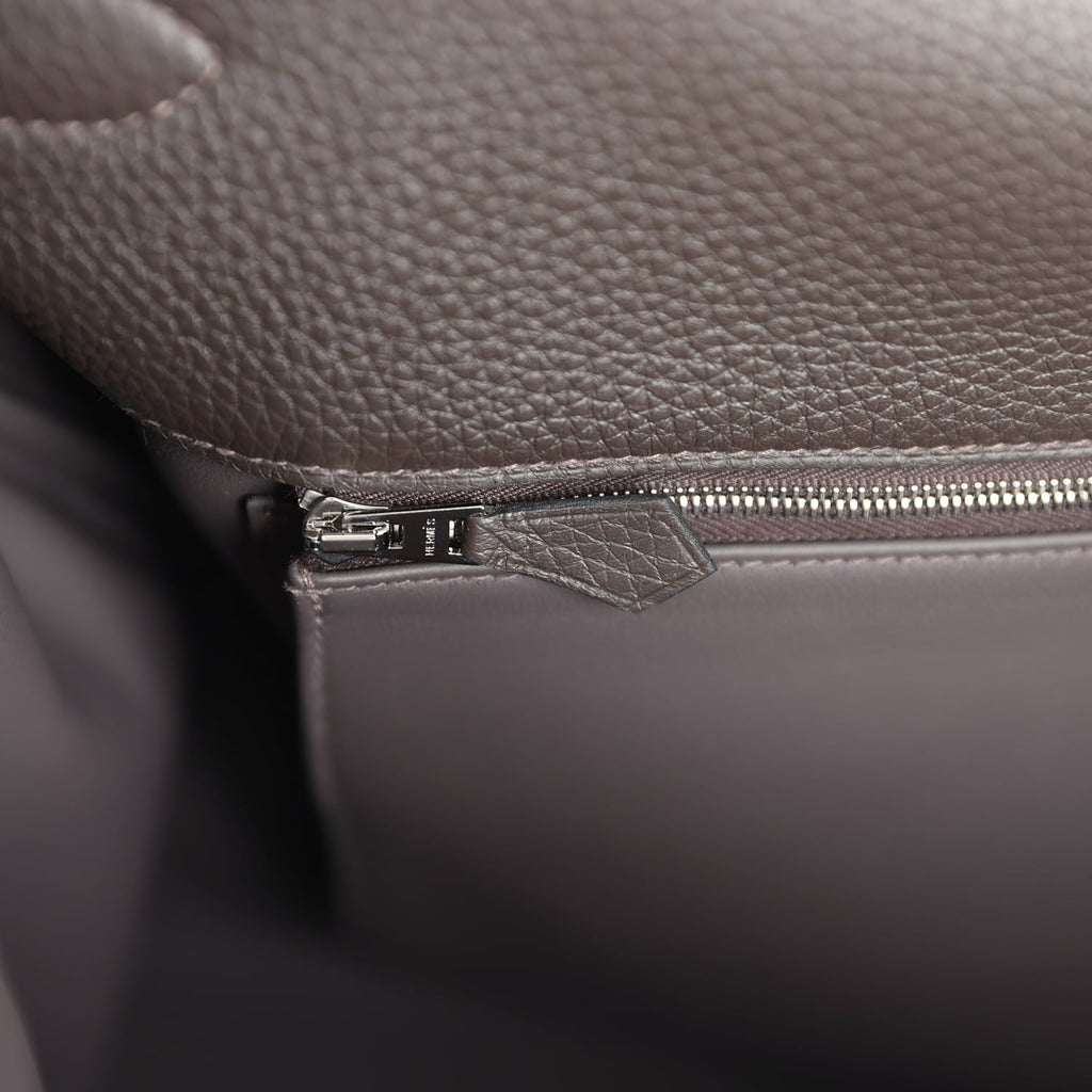 Hermes Kelly Voyage 50 Ebene Clemence Palladium Hardware