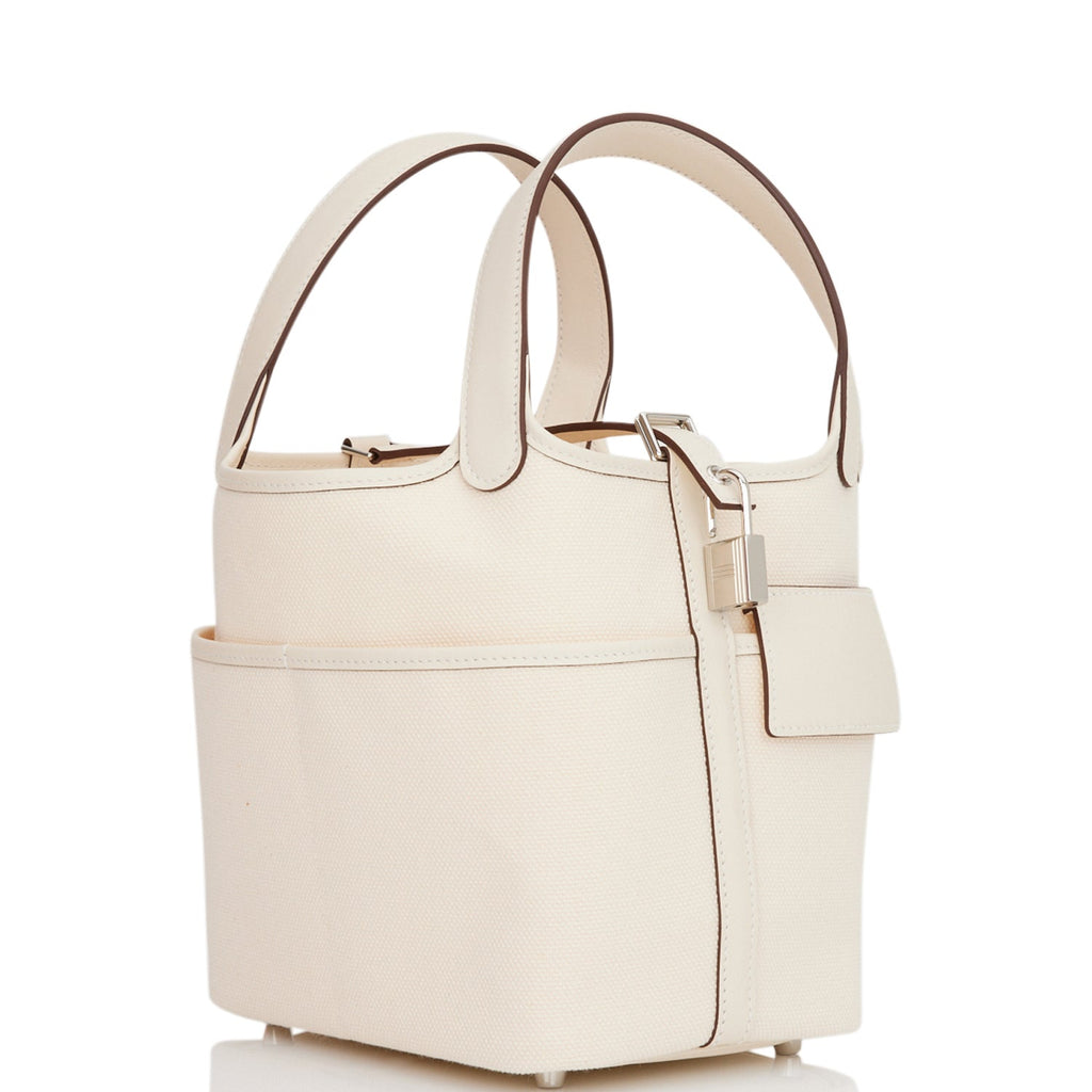 Hermes Picotin Cargo 18 Nata Swift and Toile Canvas Palladium Hardware NO RESERVE!