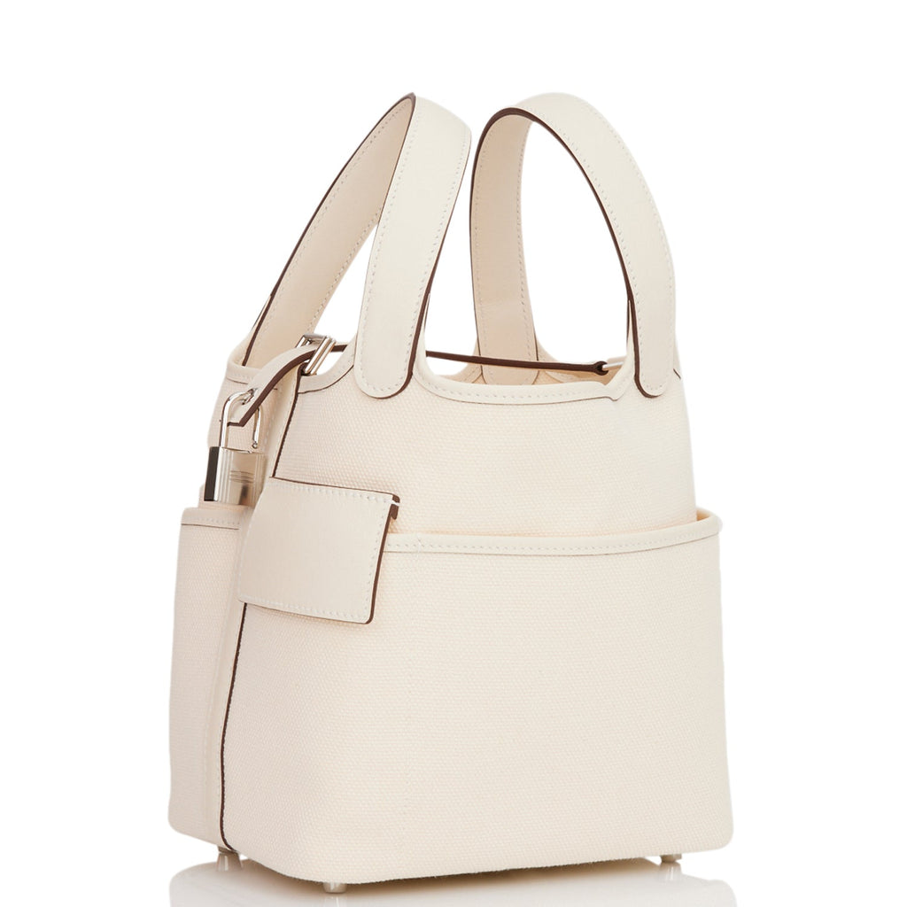 Hermes Picotin Cargo 18 Nata Swift and Toile Canvas Palladium Hardware NO RESERVE!