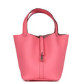 Hermes Picotin Lock 22 Rose Azalee Clemence Palladium Hardware