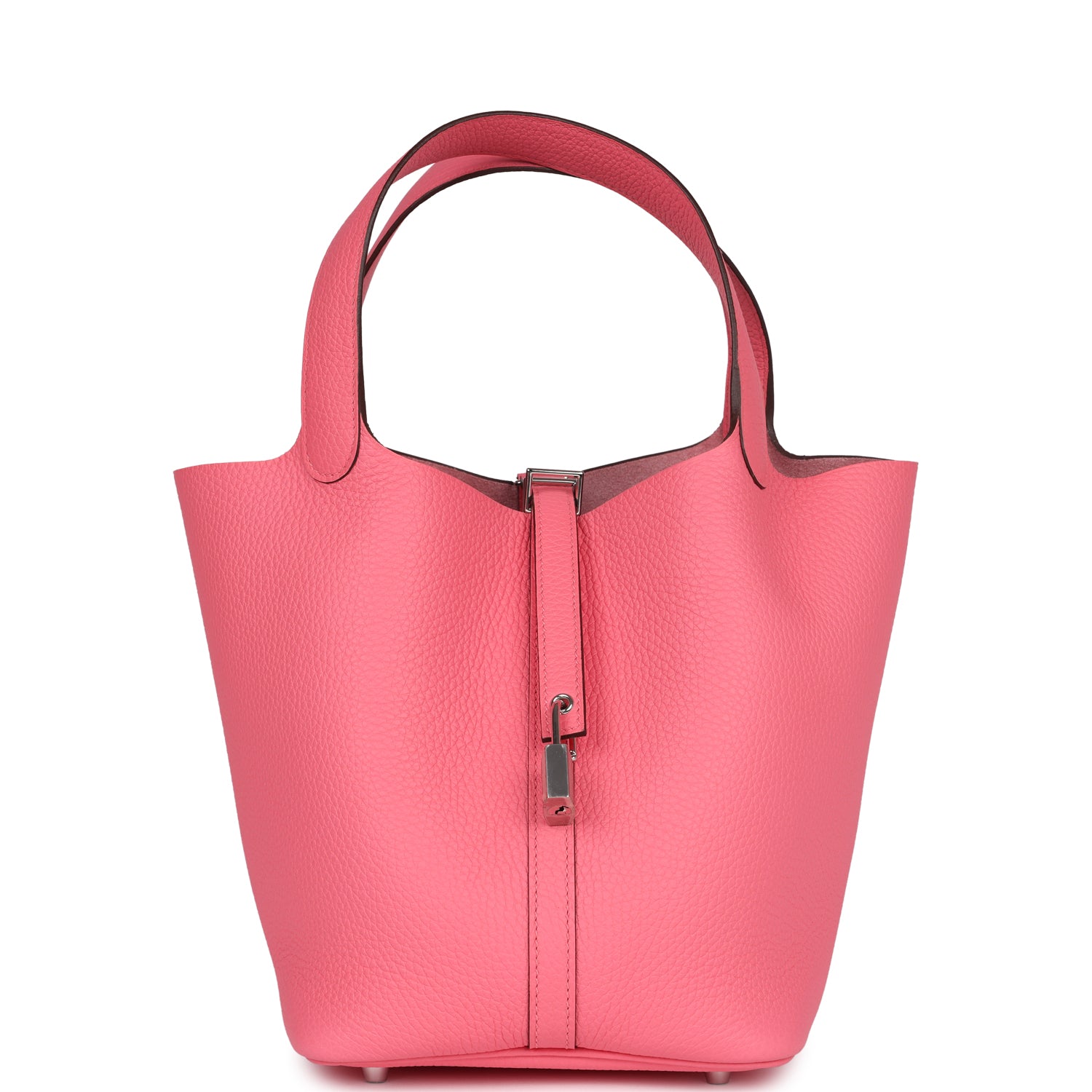 Hermes Picotin Lock 22 Rose Azalee Clemence Palladium Hardware