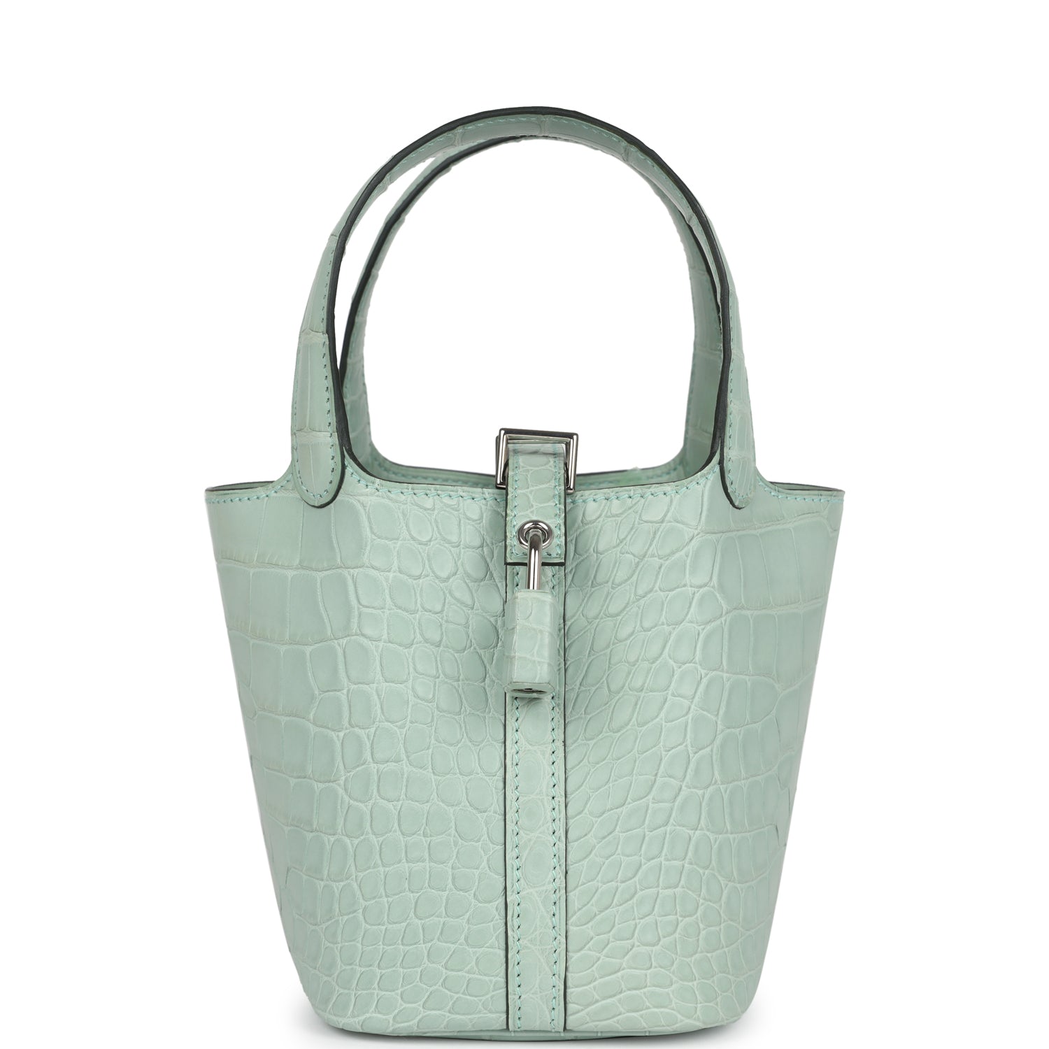 Hermes Micro Picotin Lock 14 Vert D'Eau Matte Alligator Palladium Hardware
