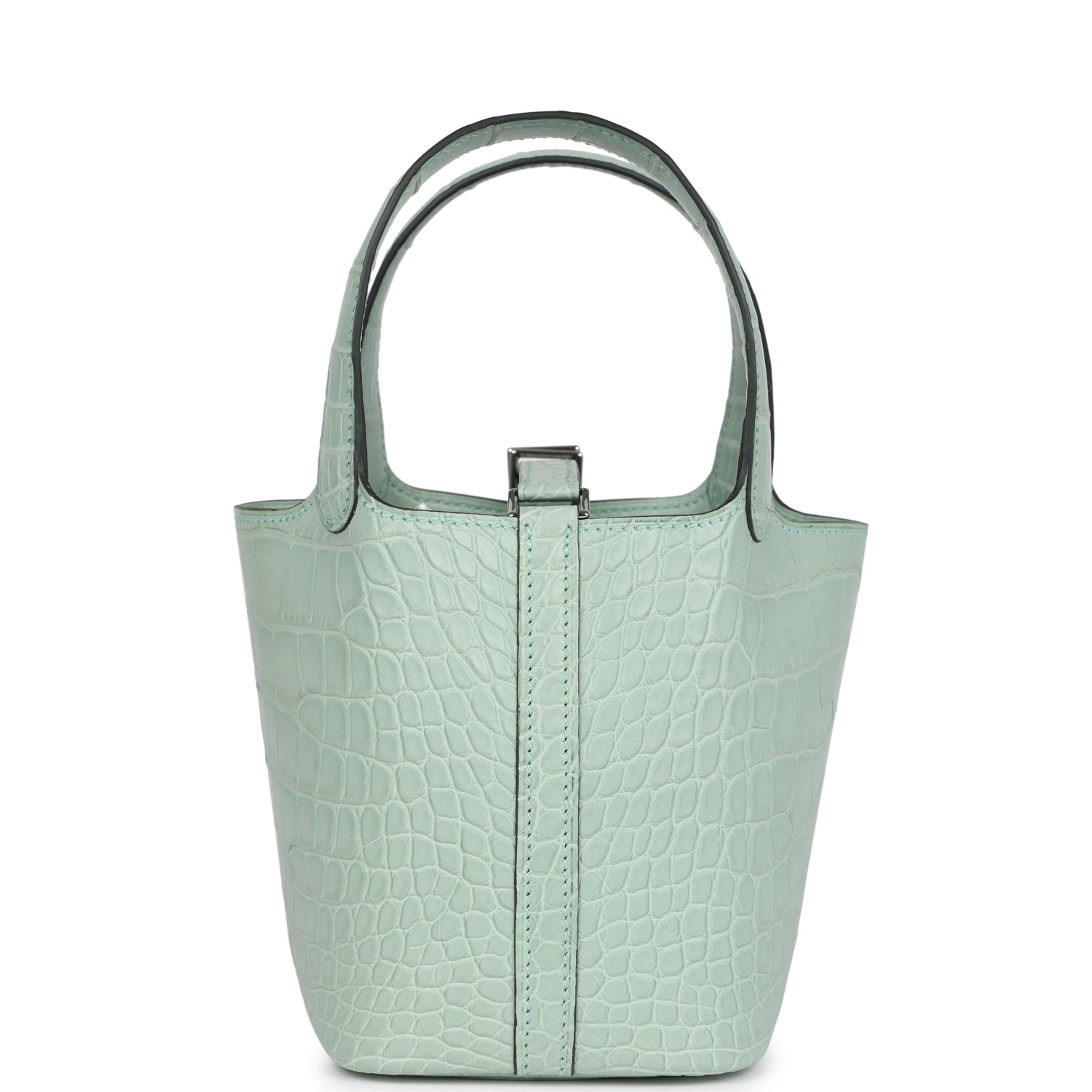Hermes Micro Picotin Lock 14 Vert D'Eau Matte Alligator Palladium Hardware
