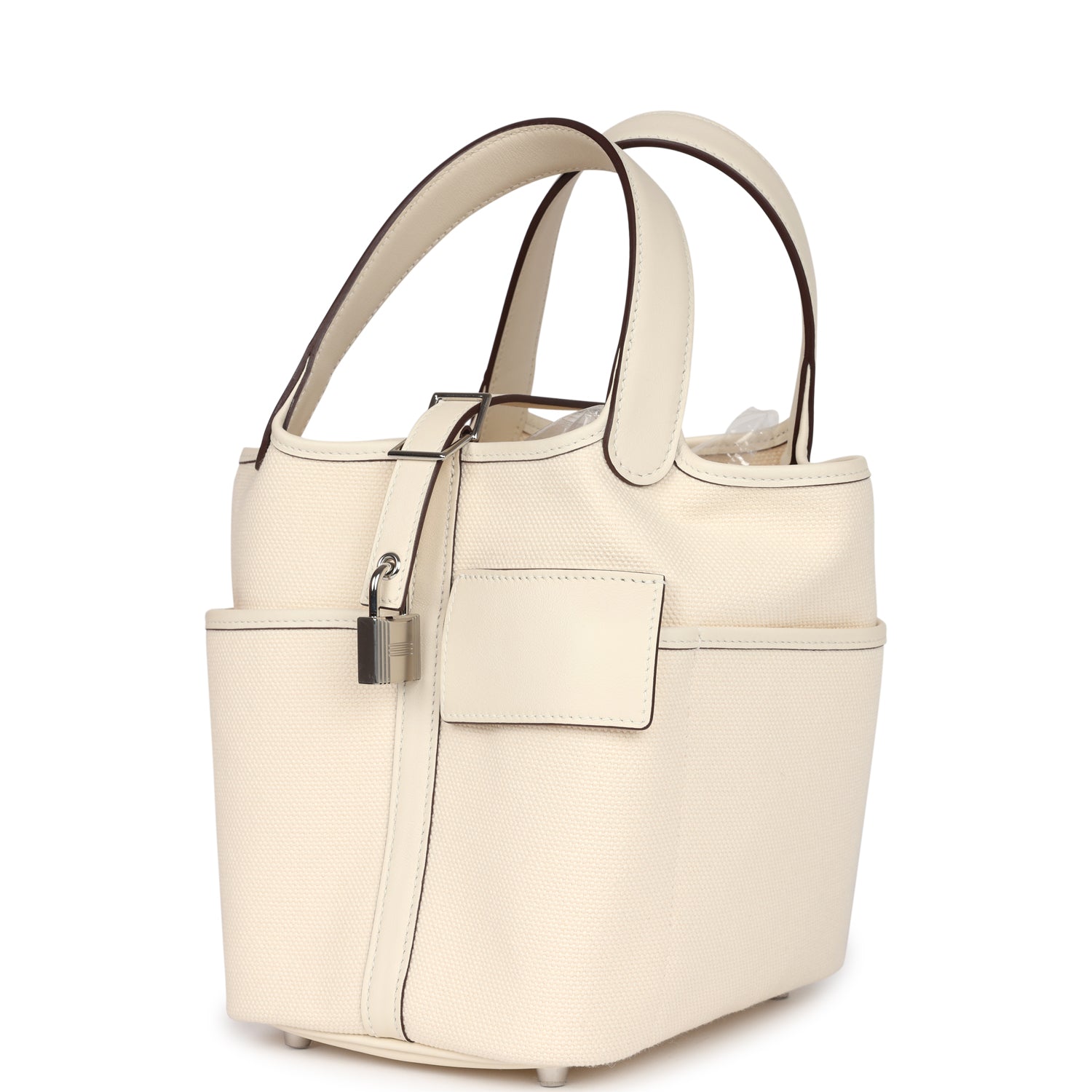 Hermes Picotin Cargo 18 Nata Swift and Toile Canvas Palladium Hardware