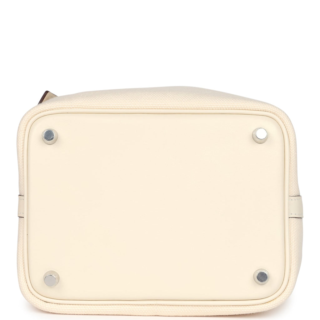 Hermes Picotin Cargo 18 Nata Swift and Toile Canvas Palladium Hardware