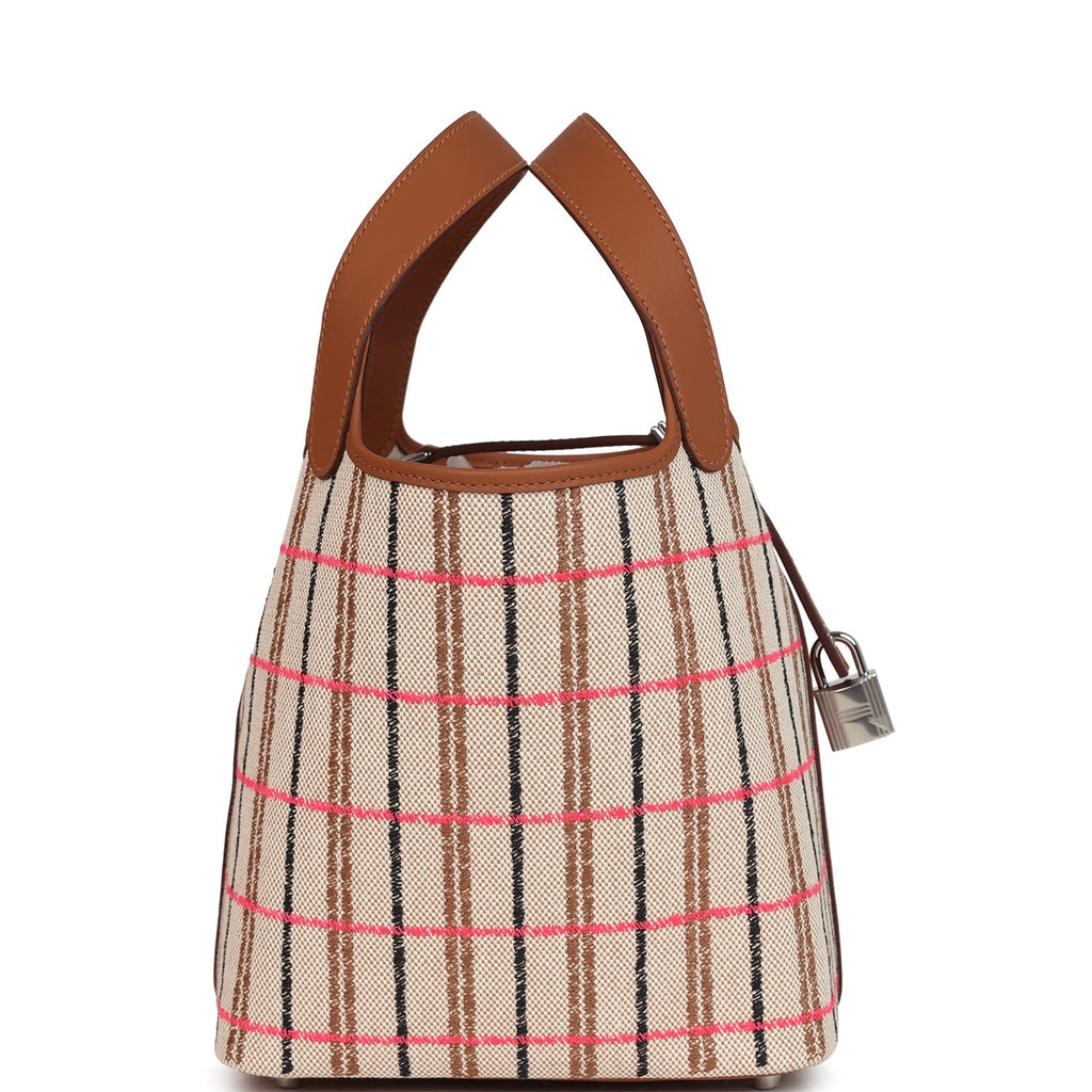 Hermes Picotin Lock 18 Gold, Ecru-Beige, Rose Pop, Black Toile H and Fauve Swift and Toile H Palladium Hardware