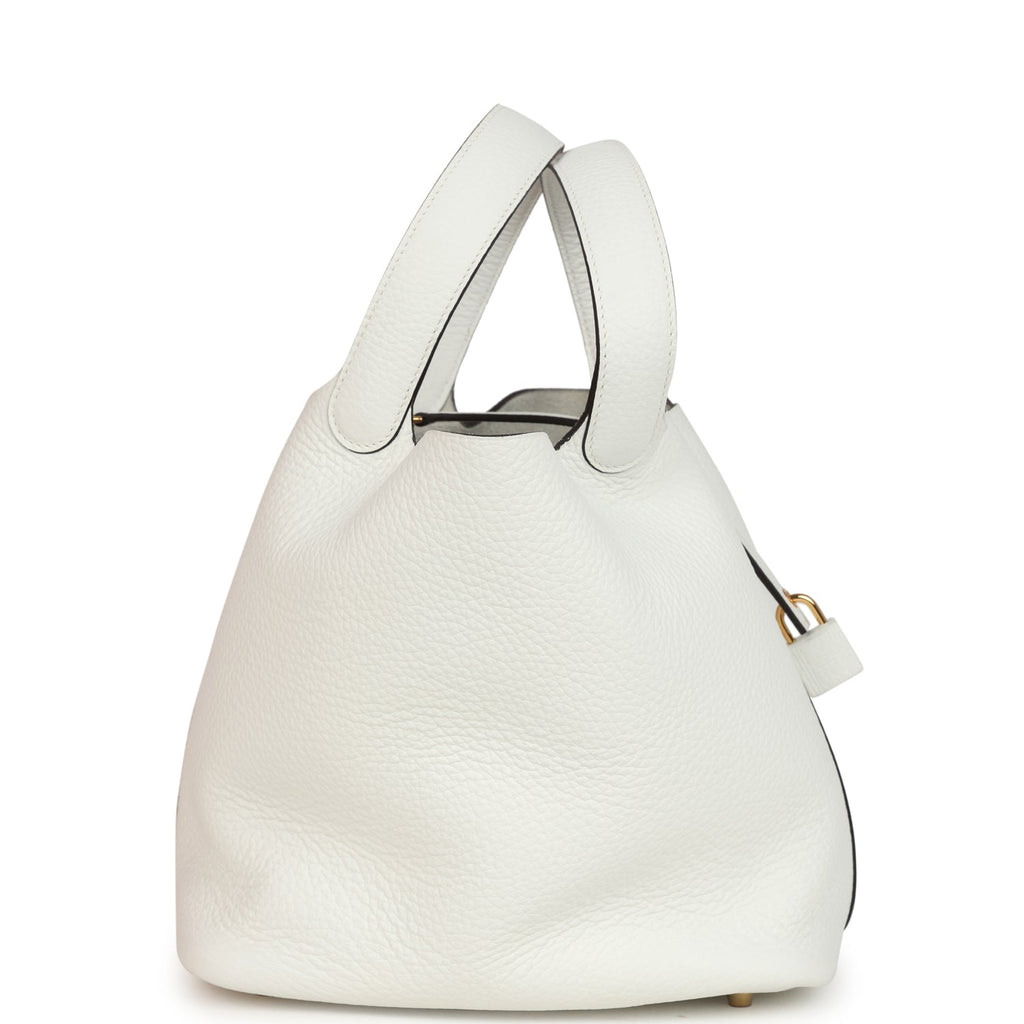 Hermes Picotin Lock 22 New White Clemence Gold Hardware