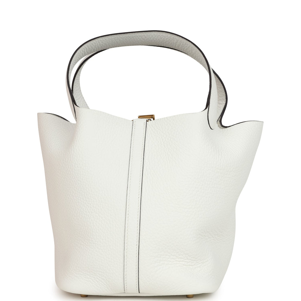 Hermes Picotin Lock 22 New White Clemence Gold Hardware